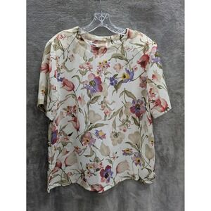 Floral Top Womens 14 Vintage Casual‎ Shoulder Pads Lightweight Coquette Romantic